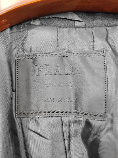 Vintage Black Prada Hooded Wool Coat
