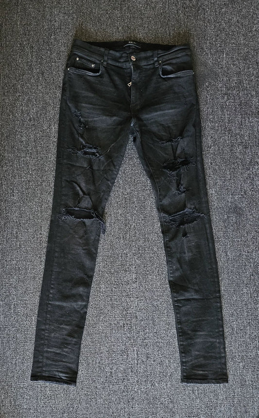 Amiri Distressed Coated Denim Jeans-yf