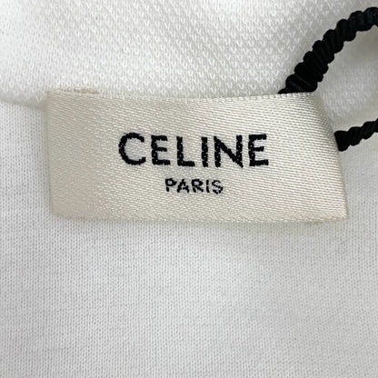 Celine White Embroidered Cotton Short Sleeve Shirt