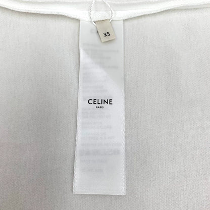 Celine White Embroidered Cotton Short Sleeve Shirt