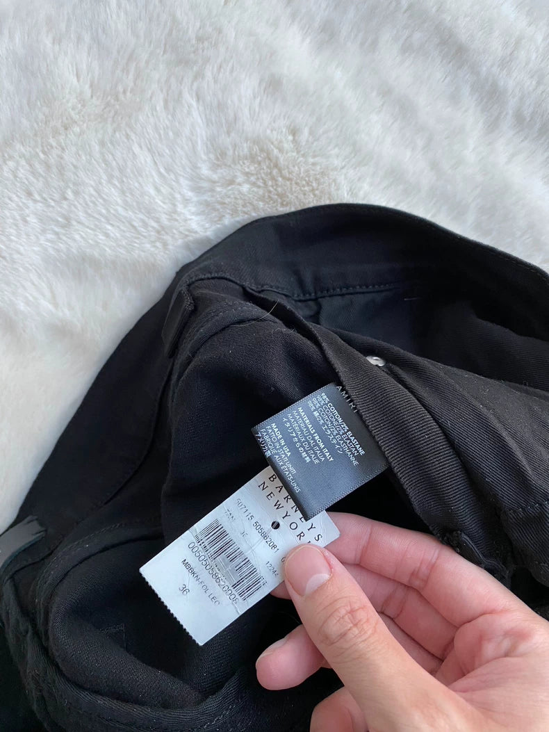 Amiri Black Leopard Print Distressed Jeans