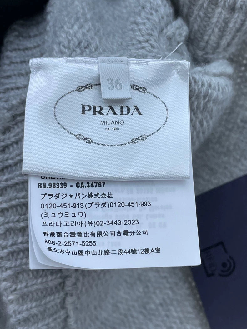 Prada Gray Knit Wool Cropped Cardigan