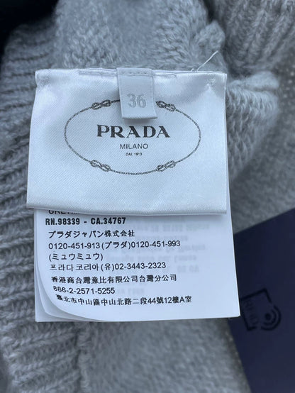 Prada Gray Knit Wool Cropped Cardigan