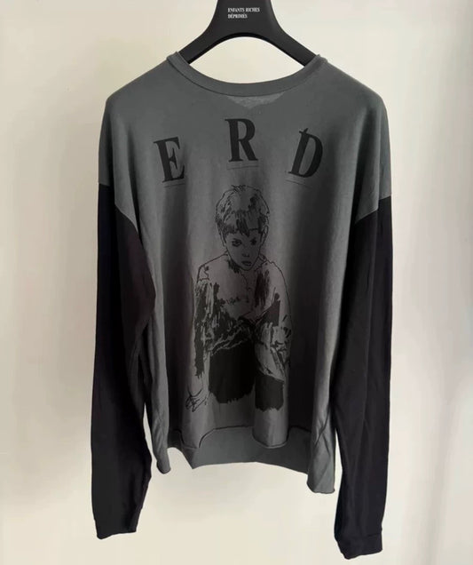ERD Gray Kids Print Long Sleeve T-shirt