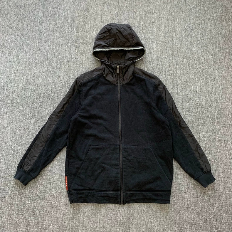 Prada Black Zip-Up Hooded Jacket