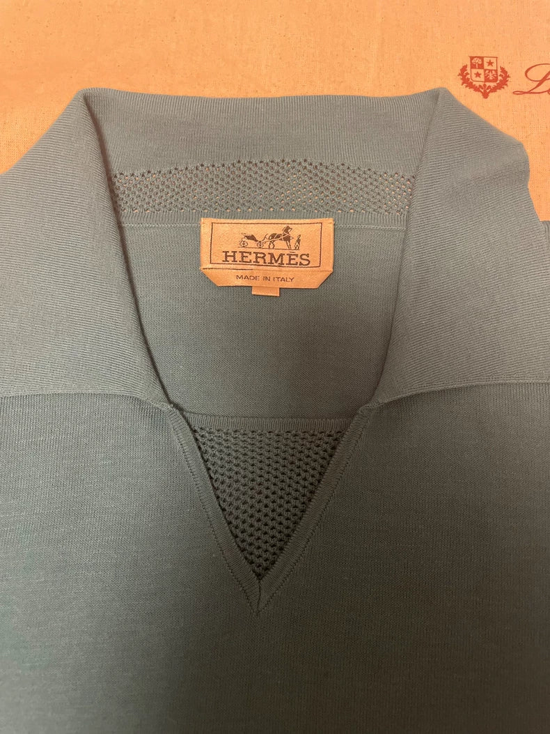 Hermes Knitted Polo Shirt in Soft Cotton