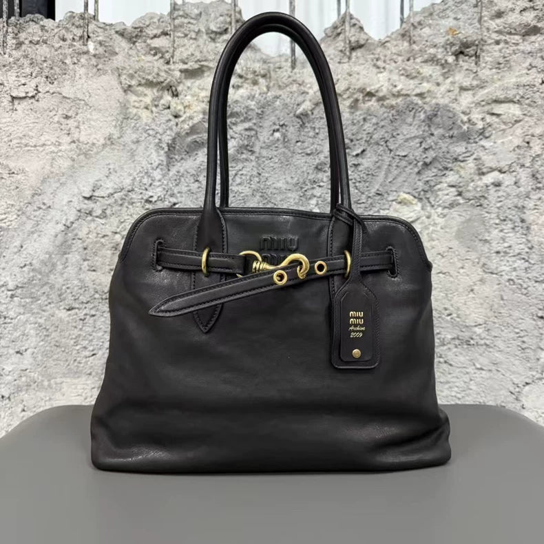 miumiu Aventure Leather Handbag Briefcase