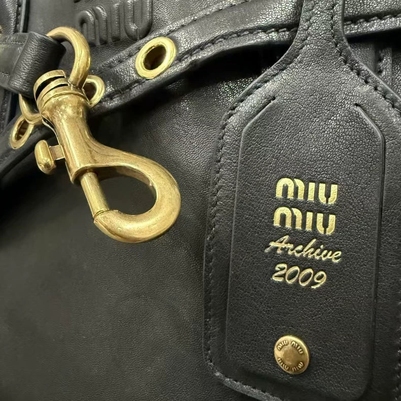 miumiu Aventure Leather Handbag Briefcase