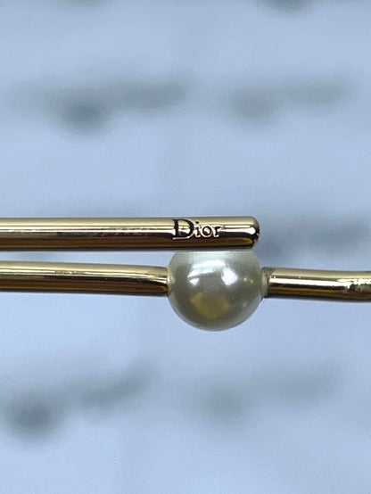 Dior Gold Paperclip Pearl Earrings