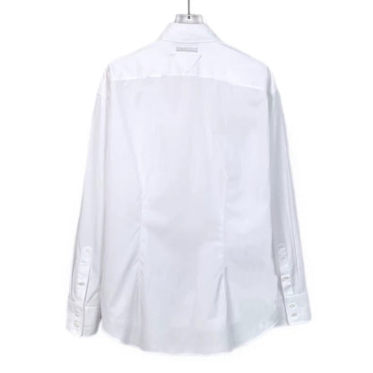 White Long Sleeve Prada Shirt with Brooch