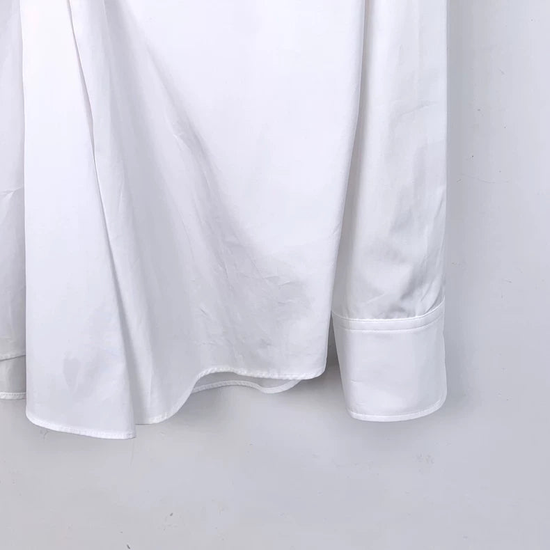 White Long Sleeve Prada Shirt with Brooch