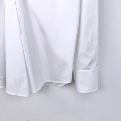 White Long Sleeve Prada Shirt with Brooch