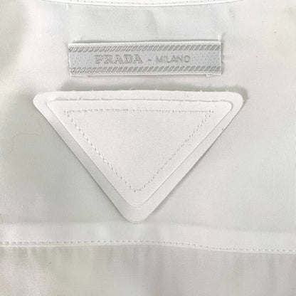 White Long Sleeve Prada Shirt with Brooch