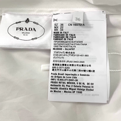 White Long Sleeve Prada Shirt with Brooch