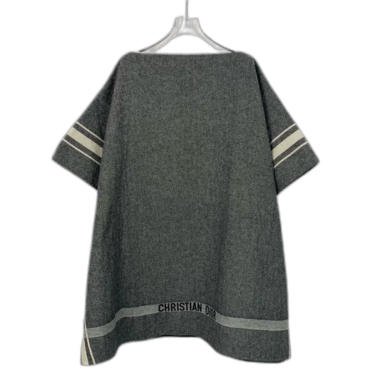 Gray Striped Wool Cape Coat by Dior