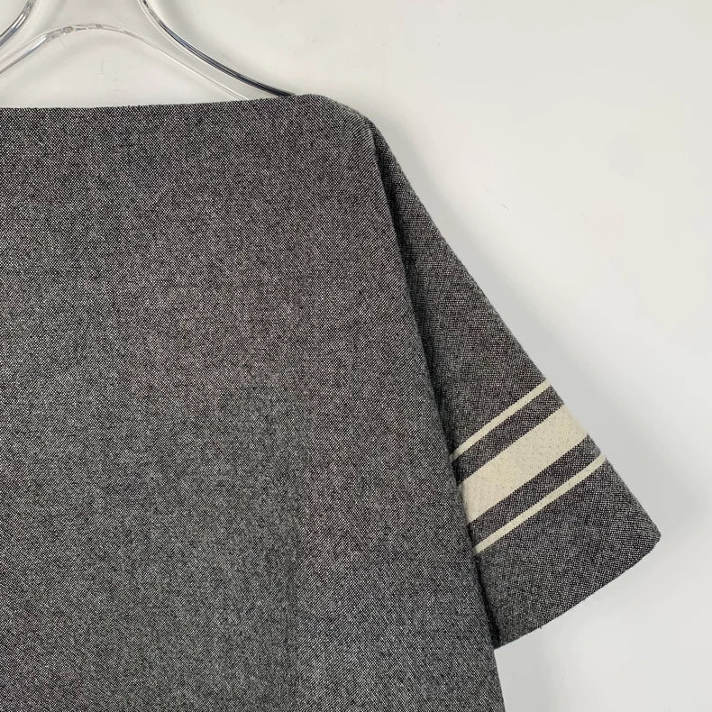 Gray Striped Wool Cape Coat by Dior