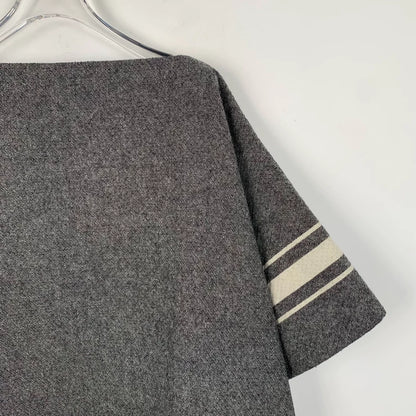 Gray Striped Wool Cape Coat by Dior