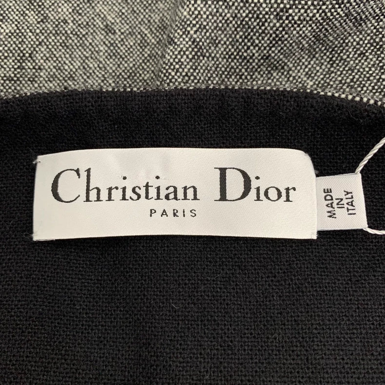 Gray Striped Wool Cape Coat by Dior