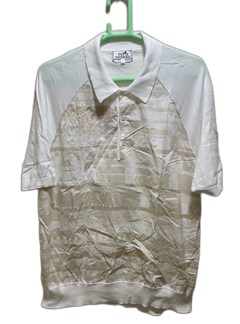 Hermes Short Sleeve Polo Shirt White