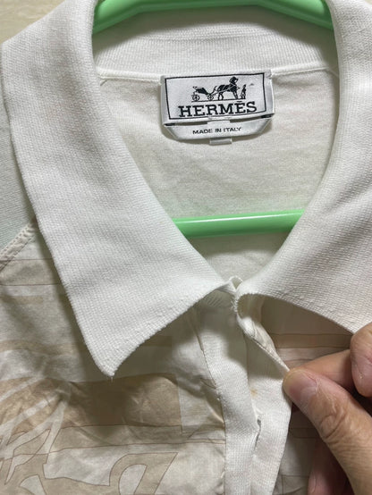 Hermes Short Sleeve Polo Shirt White