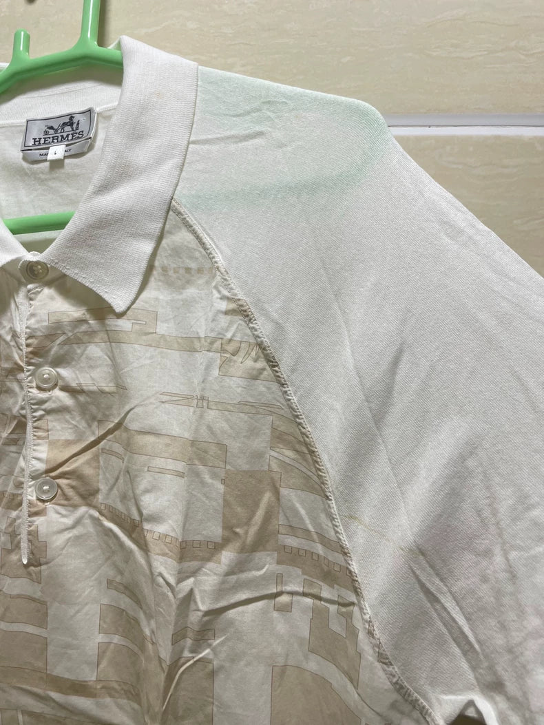 Hermes Short Sleeve Polo Shirt White
