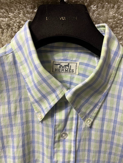 Hermes Men's Checked Long Sleeve Shirt