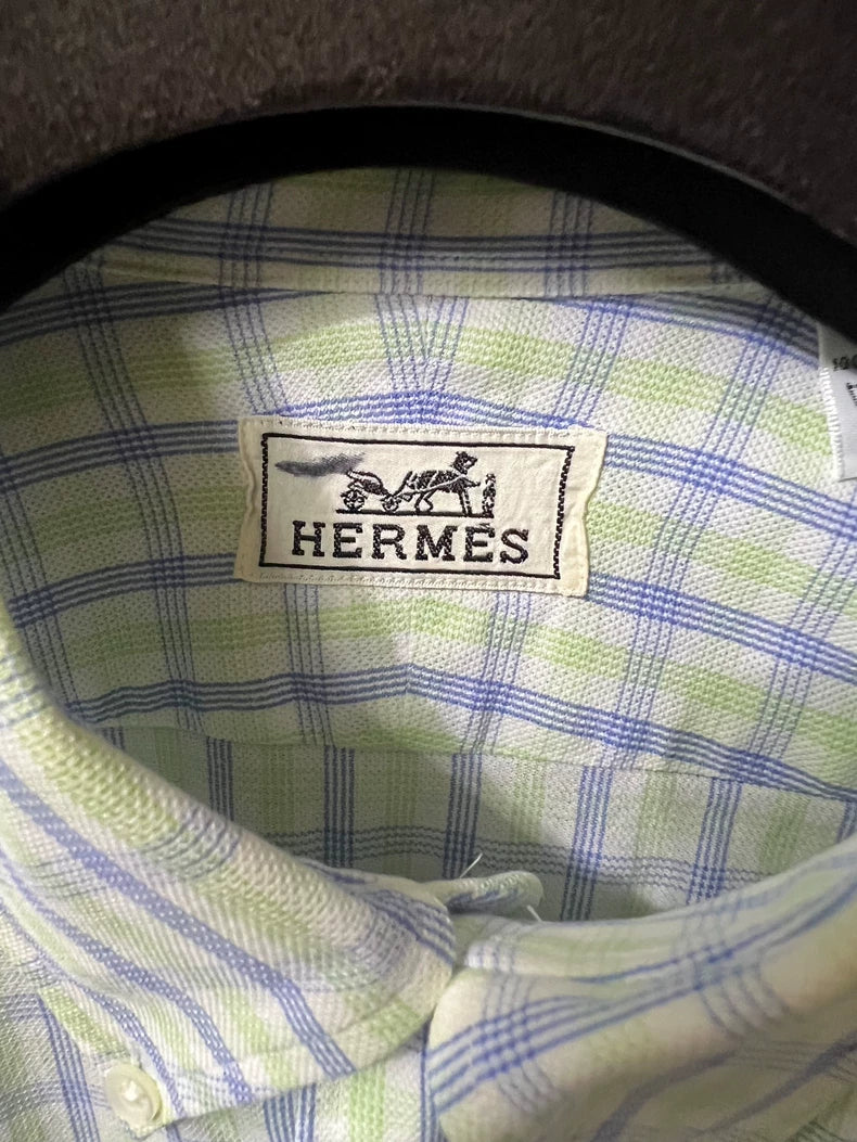 Hermes Men's Checked Long Sleeve Shirt