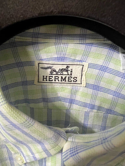 Hermes Men's Checked Long Sleeve Shirt