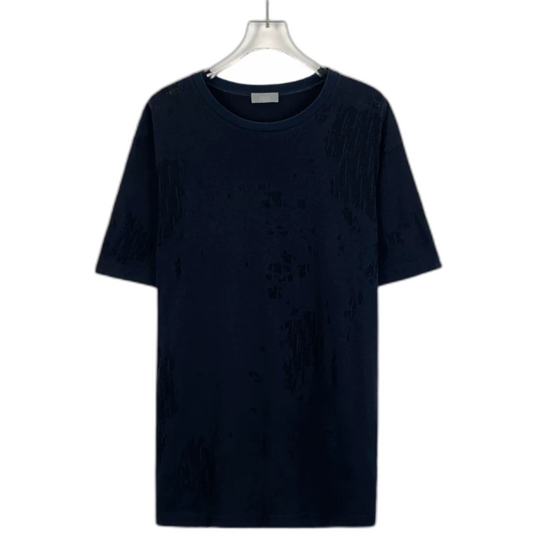 Dior Dark Blue Logo Cotton T-Shirt