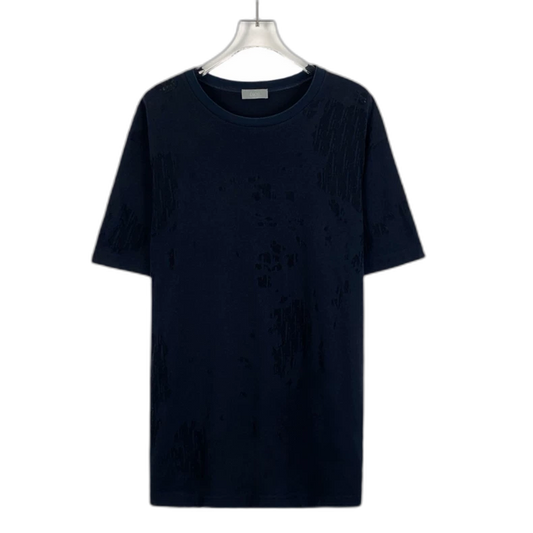 Dior Dark Blue Logo Cotton T-Shirt
