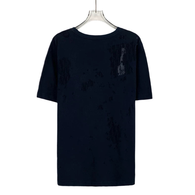 Dior Dark Blue Logo Cotton T-Shirt