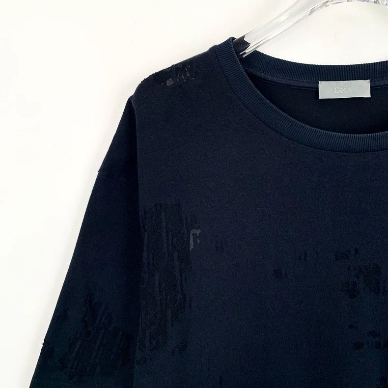 Dior Dark Blue Logo Cotton T-Shirt