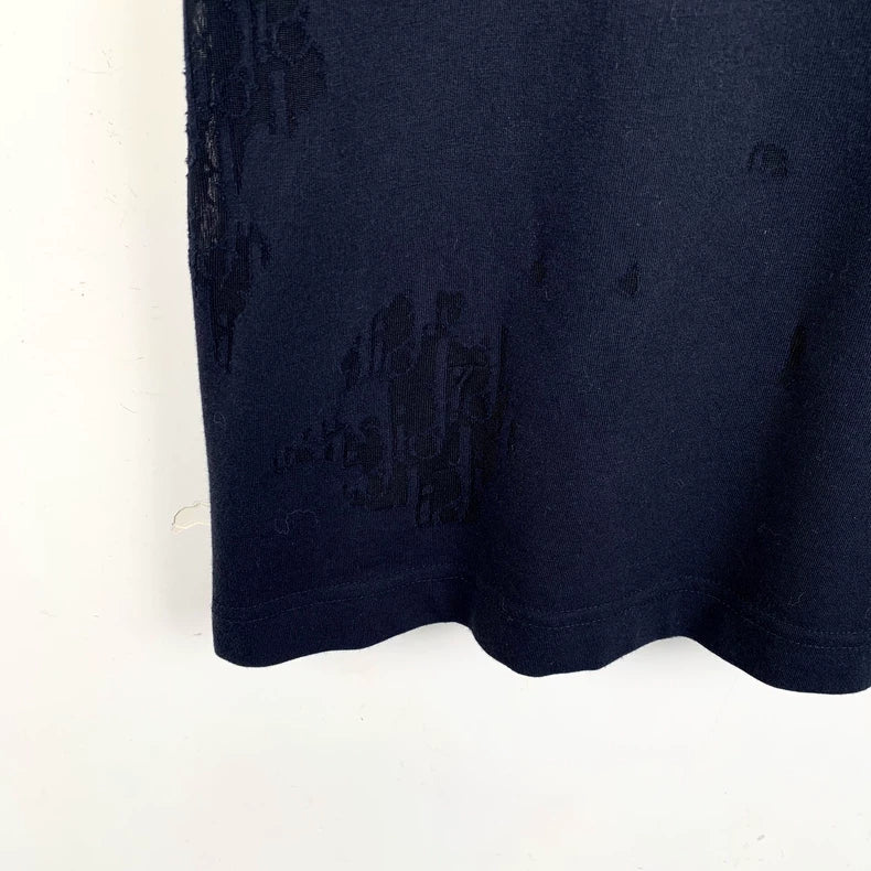 Dior Dark Blue Logo Cotton T-Shirt