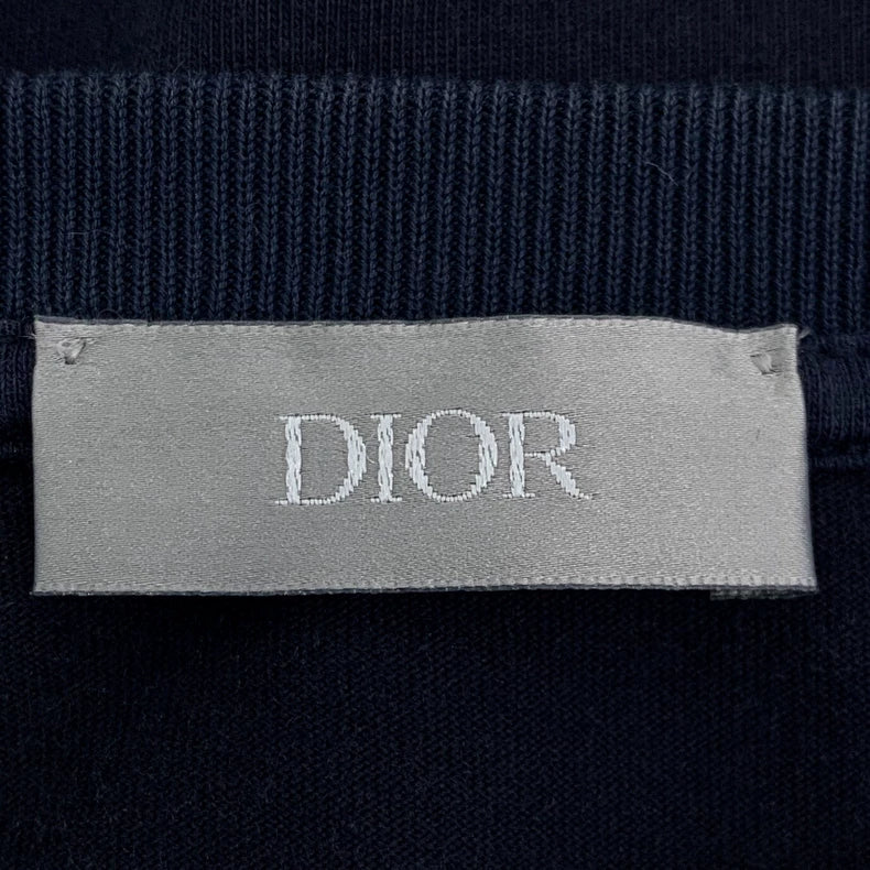 Dior Dark Blue Logo Cotton T-Shirt