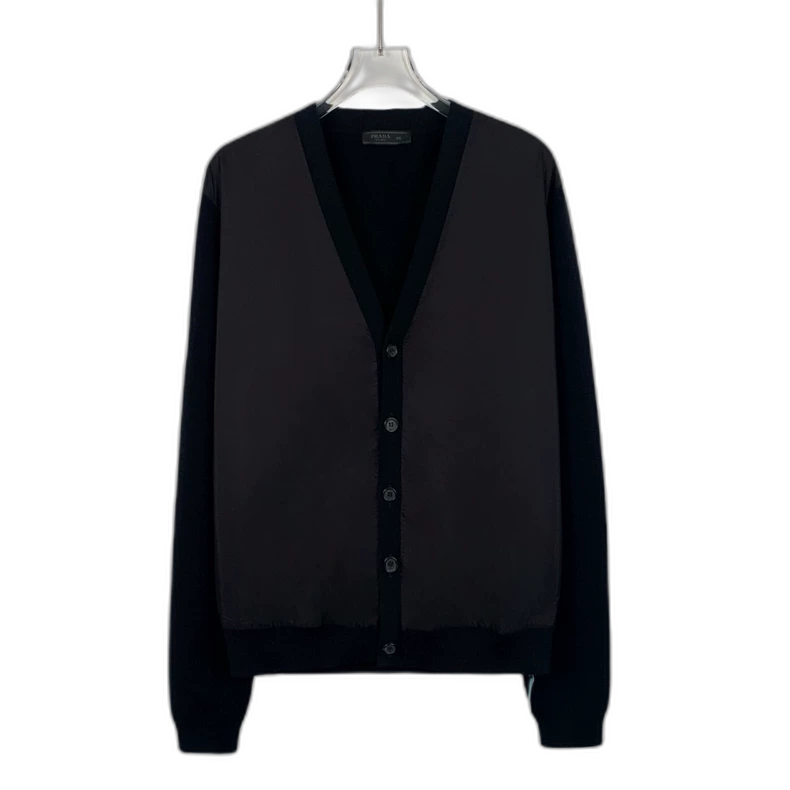 Black Wool V-Neck Cardigan by Prada