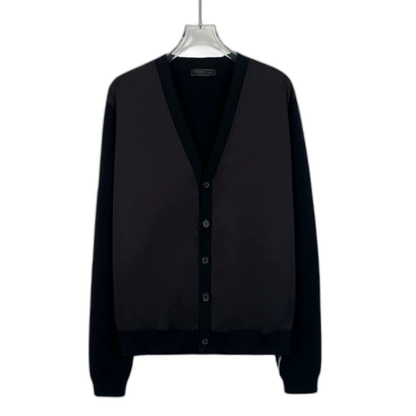 Black Wool V-Neck Cardigan by Prada