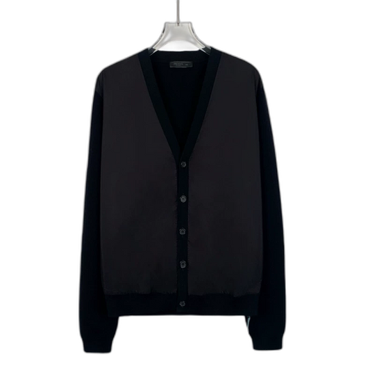 Black Wool V-Neck Cardigan by Prada