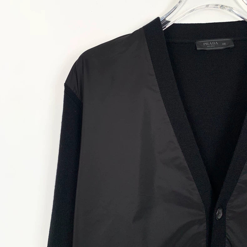 Black Wool V-Neck Cardigan by Prada