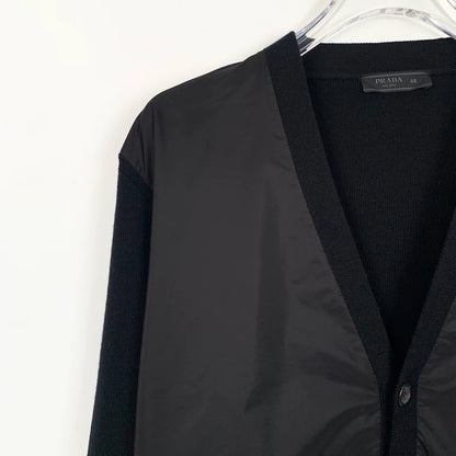 Black Wool V-Neck Cardigan by Prada