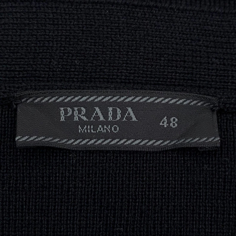Black Wool V-Neck Cardigan by Prada