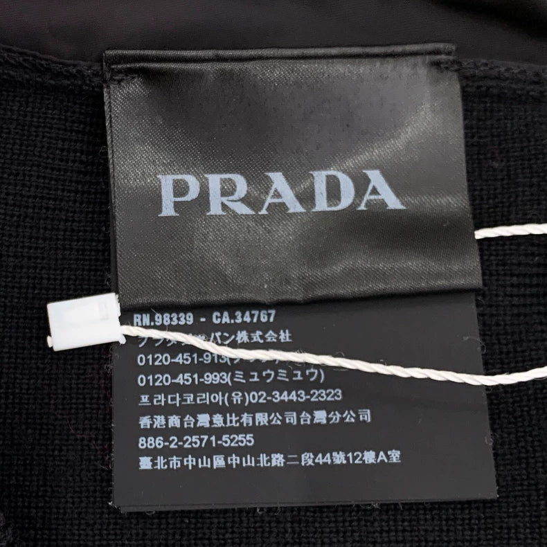 Black Wool V-Neck Cardigan by Prada