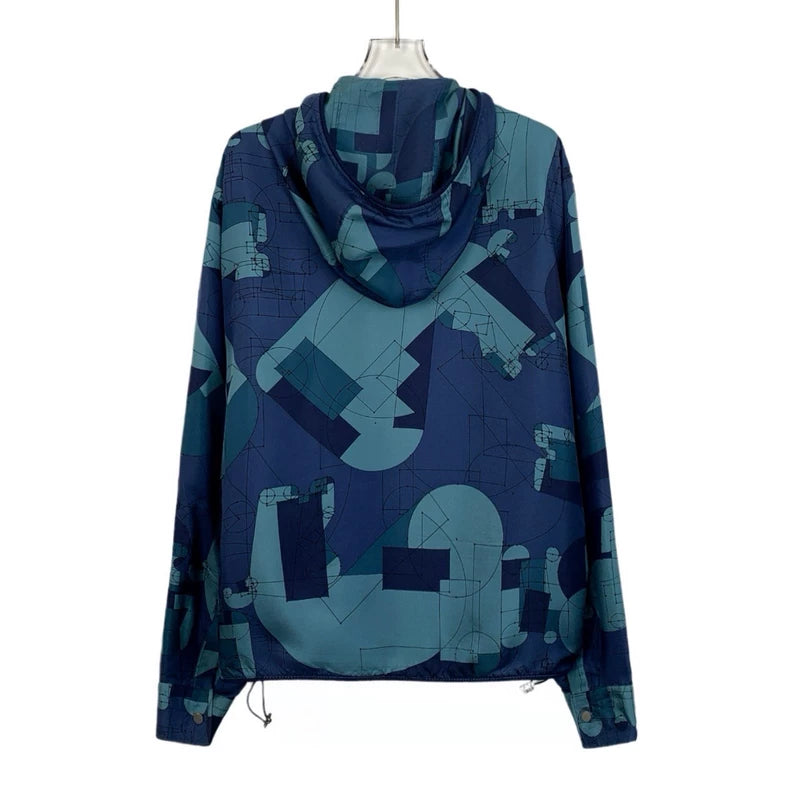 Hermes Colorful Geometric Pattern Hooded Jacket