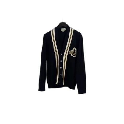 Black Cardigan with Bee Embroidery