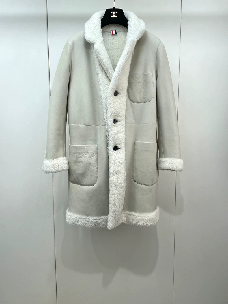 Reversible Wool Fur Coat