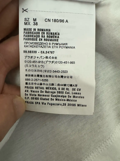 Prada Men's White Embroidered Logo T-Shirt