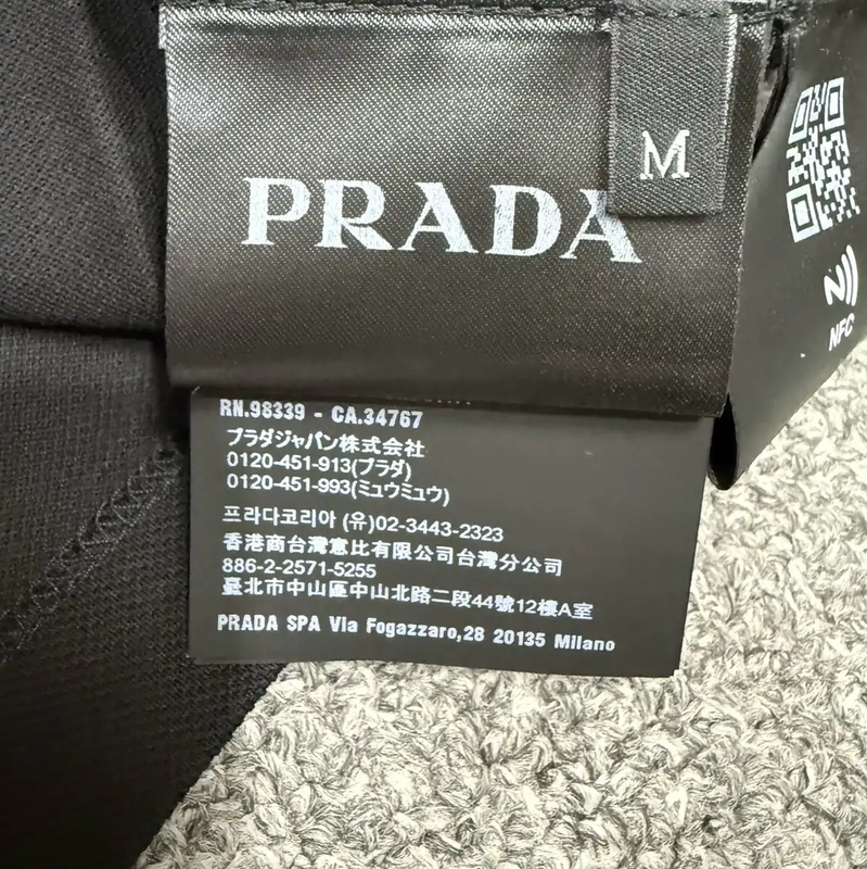 Prada Black Long Sleeve Cotton Men's Polo