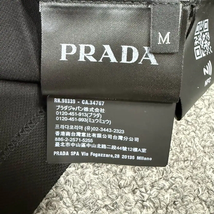 Prada Black Long Sleeve Cotton Men's Polo