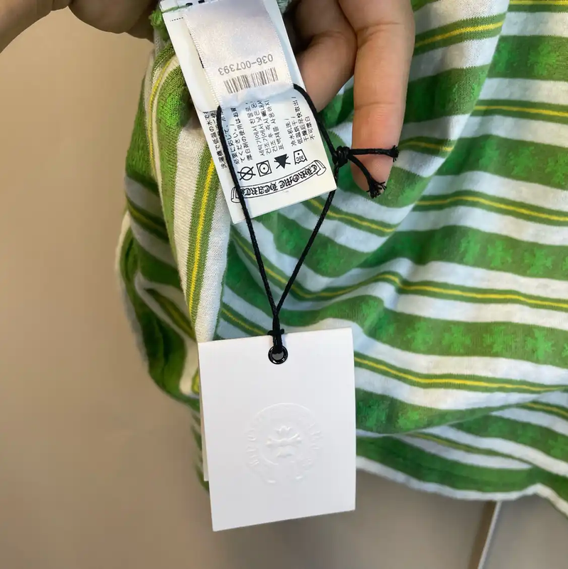 Chrome Hearts Green Striped Polo Shirt for Men 0089