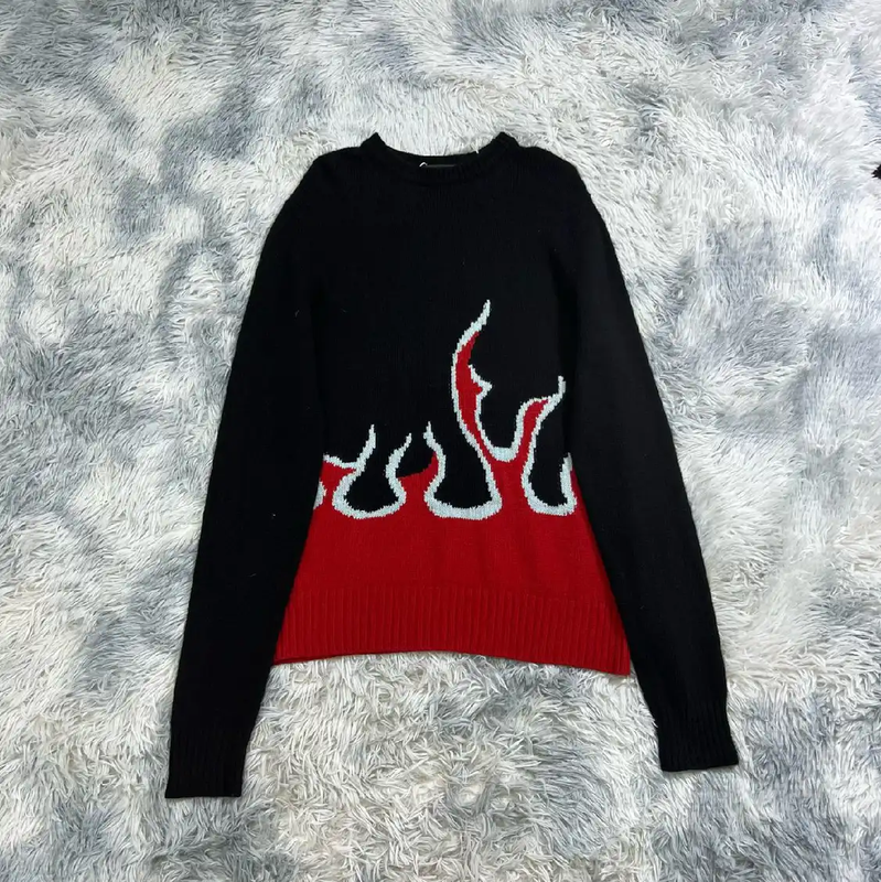 Prada Black Knitted Sweater with Flame Design