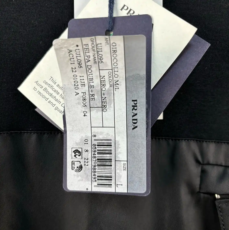 Prada Men's Black Nylon Logo Sweatshirt